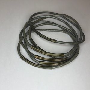Leather and Metal Stack Bracelets